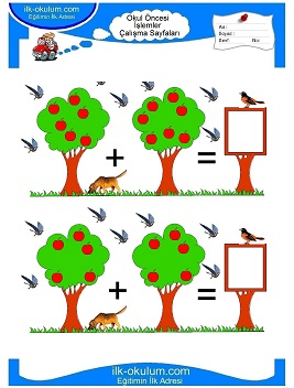 Çocuklar İçin toplam işlemi yaprak testleri 